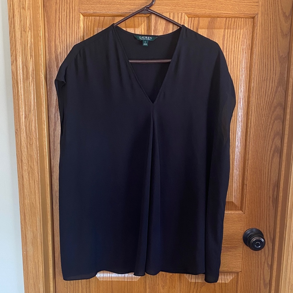 Elegant LRL Black V-Neck Blouse 1X